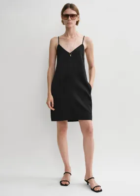 Contrast satin cami dress black